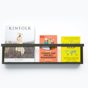 Wall Magazine Rack / White Wall Mounted Magazine Holder / / Minimalist Book Shelf / Modern Book Shelves / Gift For Him / Magazine Display / image 4