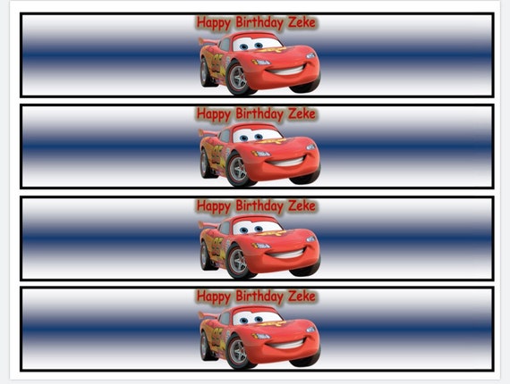 Cars 3 Water Bottle Label