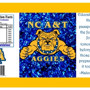 NC A&T University/ Aggies Chip Bag and Waterbottle Label image 1