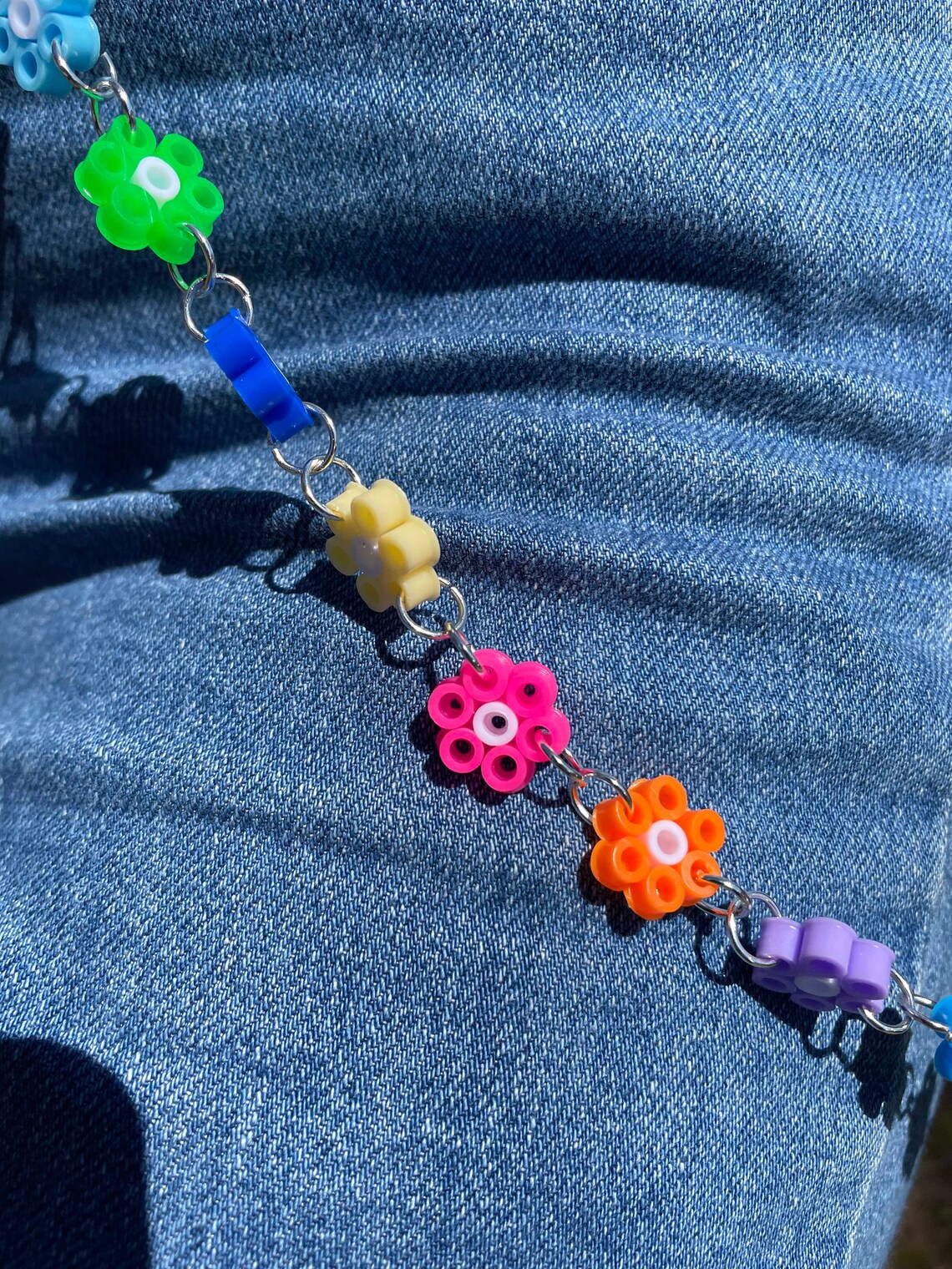 Rainbow Perler Bead Flower Chain Etsy