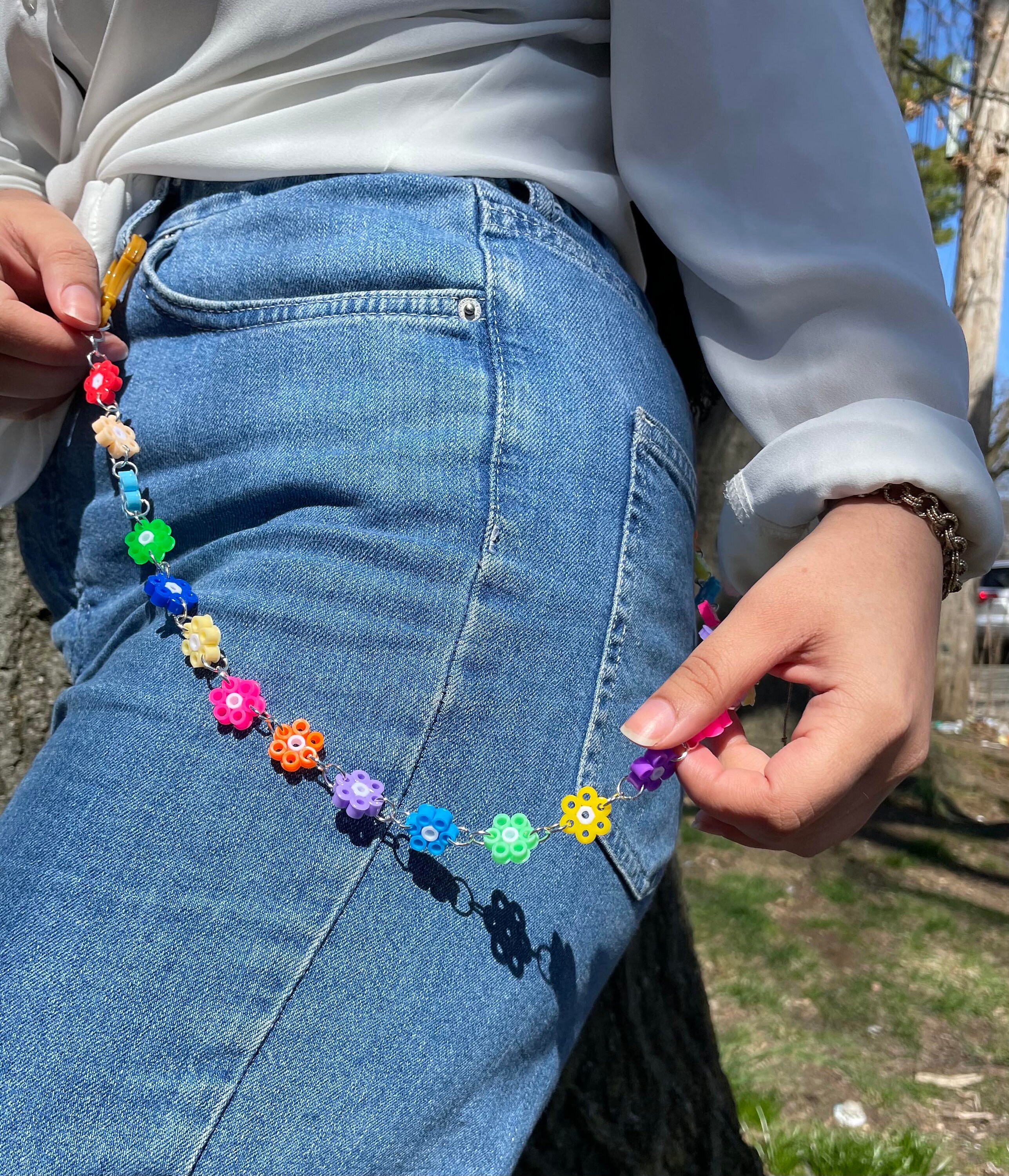 Rainbow Perler Bead Flower Chain - Etsy
