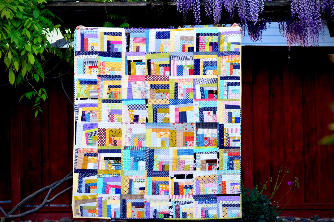 Scrappy Quarter Log Cabin Quilt - Etsy