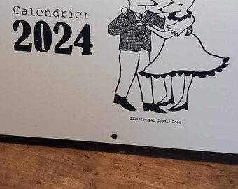 CALENDRIER 2024 / calendrier mural illustré FR/EN