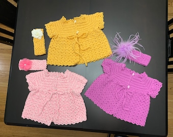 Baby Girl Sweaters with matching headband