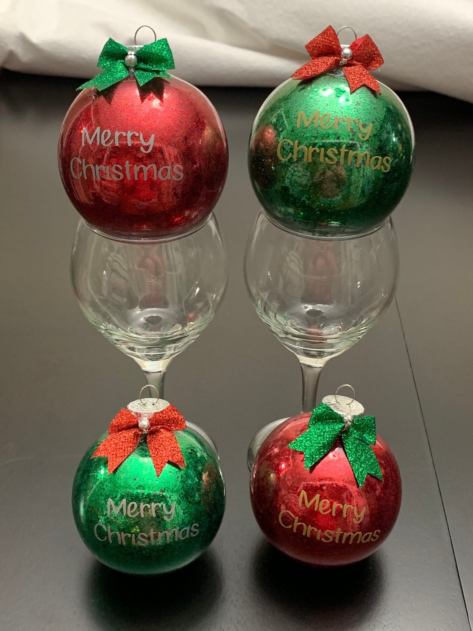 Set of 2 glitter Christmas balls Etsy