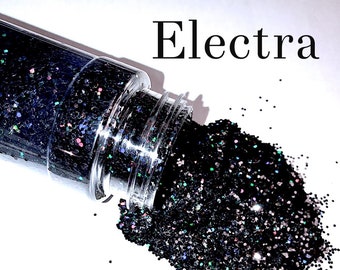 Electra/ Black holographic SEMI CHUNKY polyester glitter
