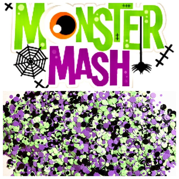 Monster Mash/ A green purple and black dot mix