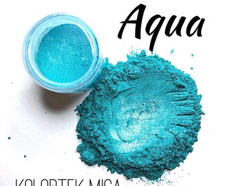 Aqua Mica Powder, Pearlescent Mica Powder, KOLORTEK Mica Powder, Cosmetic Grade Mica Powder, Aquamarine Mica Powder, Aqua Pigment