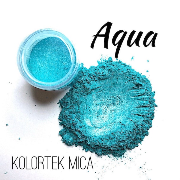 Aqua Mica Powder, Pearlescent Mica Powder, KOLORTEK Mica Powder, Cosmetic Grade Mica Powder, Aquamarine Mica Powder, Aqua Pigment