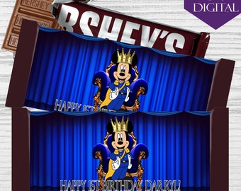 Royal Mickey Candy Bar-Chocolate Wrapper-Mickey Royal Birthday-Custom Candy Bar-Printable Wrapper Favor-Hershey Favors-Mickey Mouse
