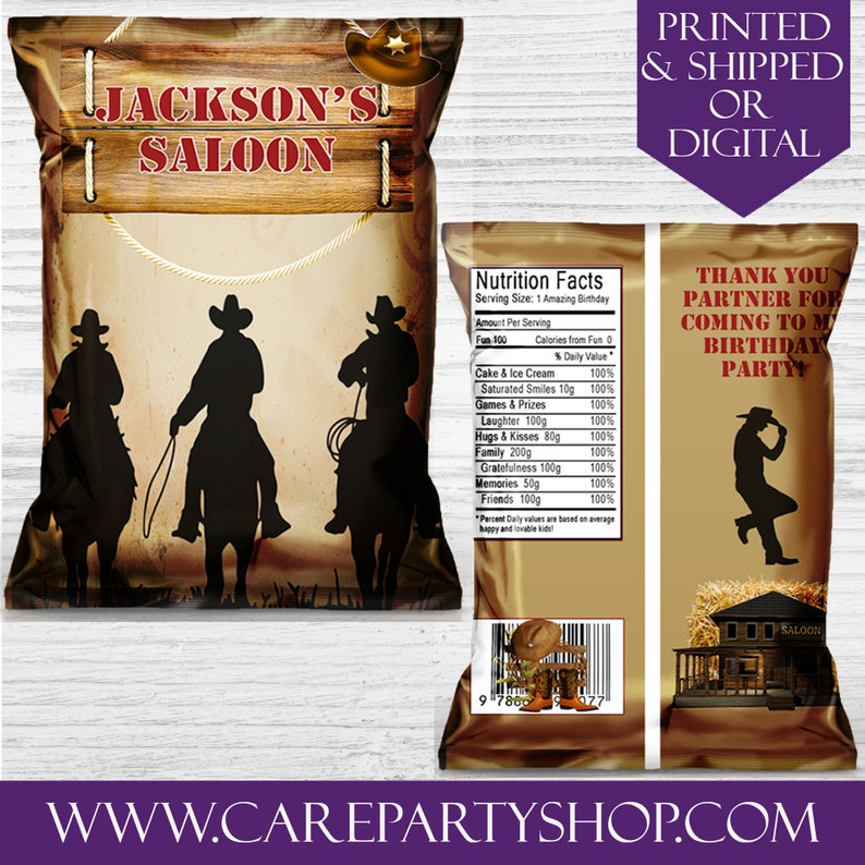 Western Favor Bagscustom Chip Bagswestern Etsy