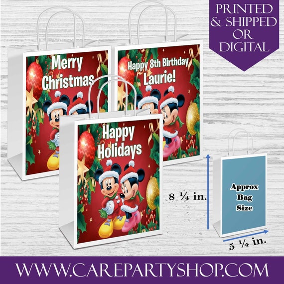 Gift Bags Christmas Merry Various Santa Micky Mouse Minnie  Cute Giftbags Xmas 