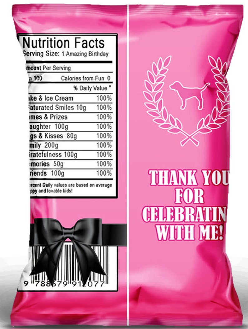 Pink Party Favor Bagscustom Chip Bagssweet 16pink Party Etsy