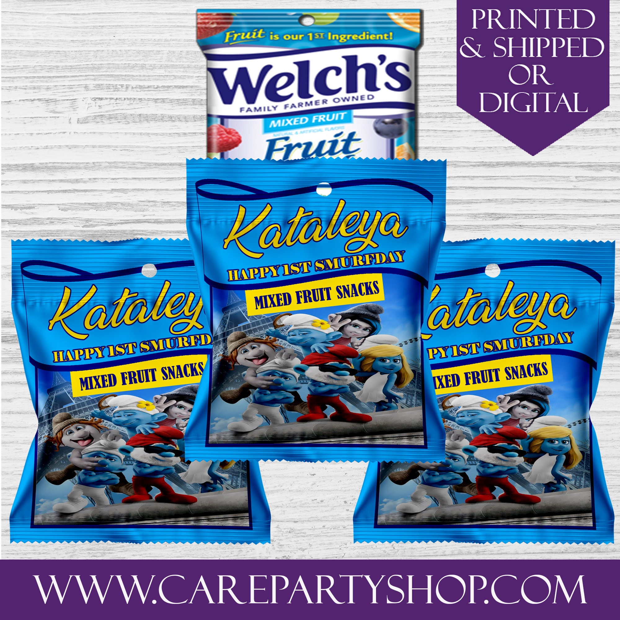Smurfs Fruit Snacks Favors Custom Fruit Snacks Etsy France