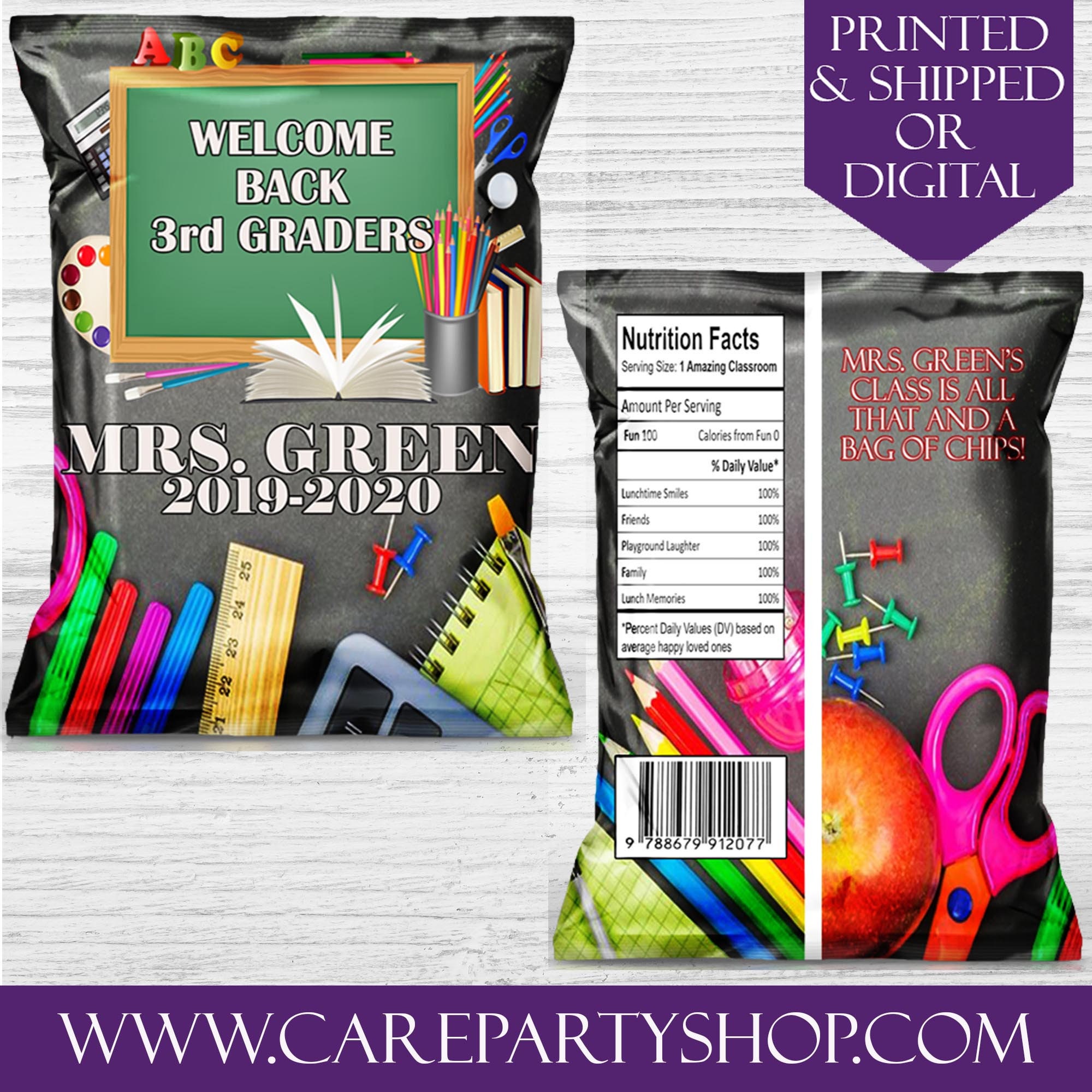 Back to School Favor Bagscustom Chip Bagsschool Etsy