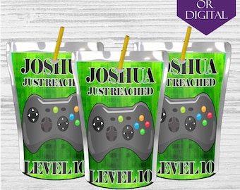 Video Game Juice Labels-Video Game Party-Printable-Digital-Gaming Juice  Pouch-Printable Favors-Game On