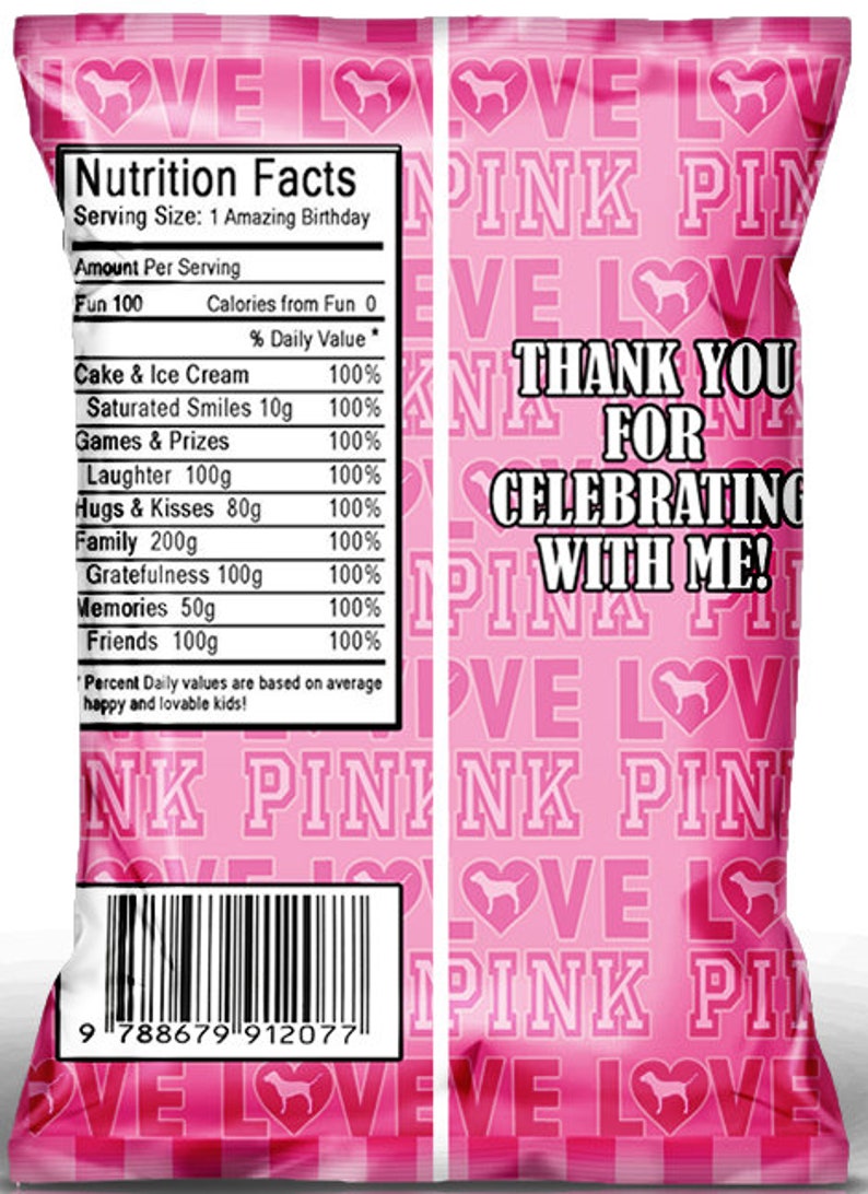 Pink Party Favor Bagscustom Chip Bagssweet 16pink Party Etsy