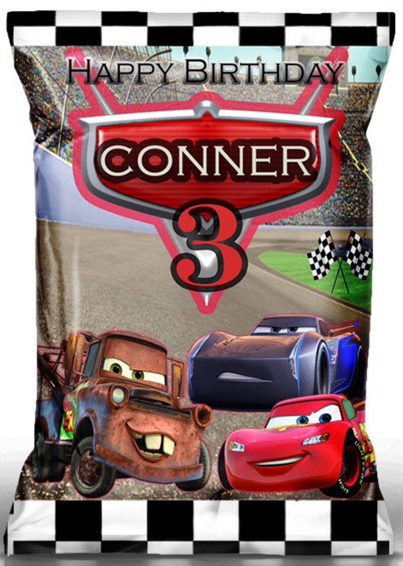 Cars Favor Bagscustom Chip Bagscars Birthday Partybaby Etsy