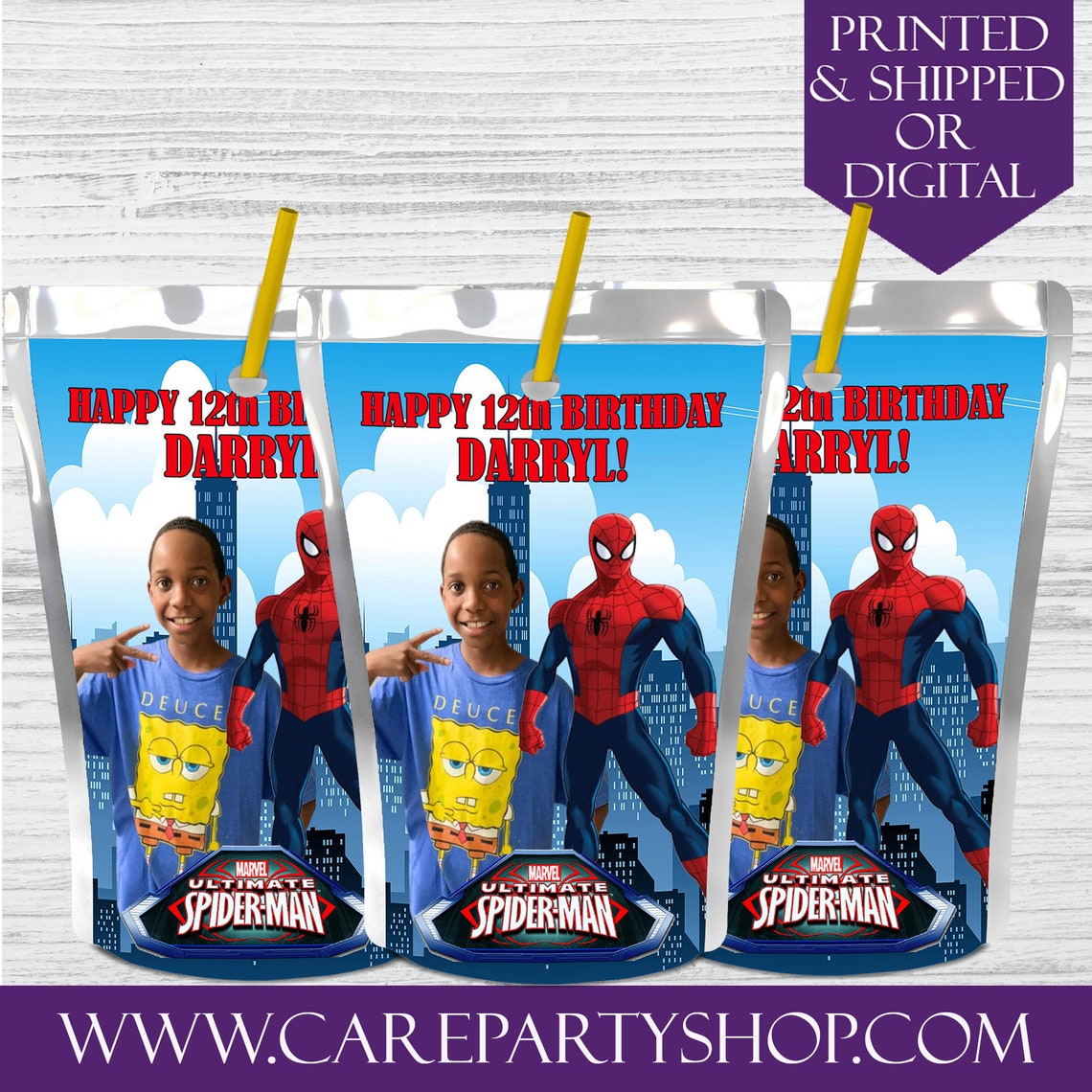 Spiderman Juice Labelscustom Juicespiderman Etsy