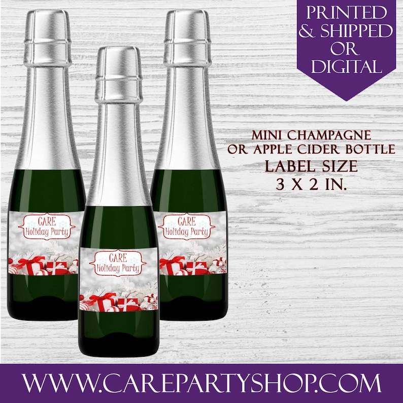 Red and White Christmas Mini Cider Bottle LabelsCustom Etsy