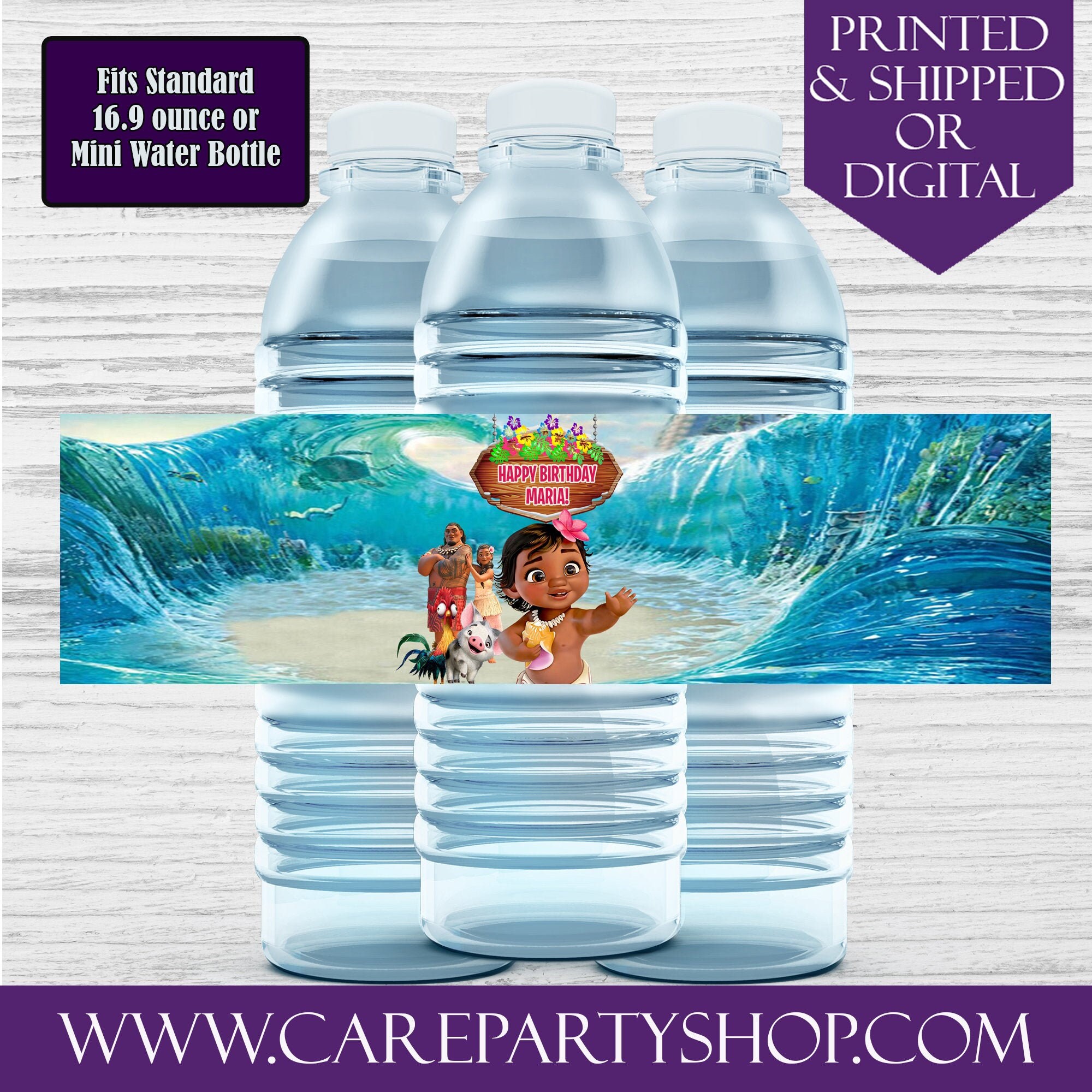 Moana Water Bottle Labels-Custom Water Bottle-Moana | Etsy