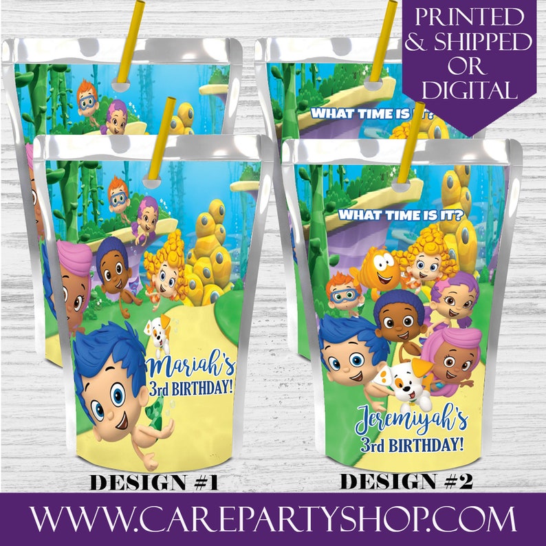 Bubble Guppies Juice Labelsbubble Guppies Birthday Etsy