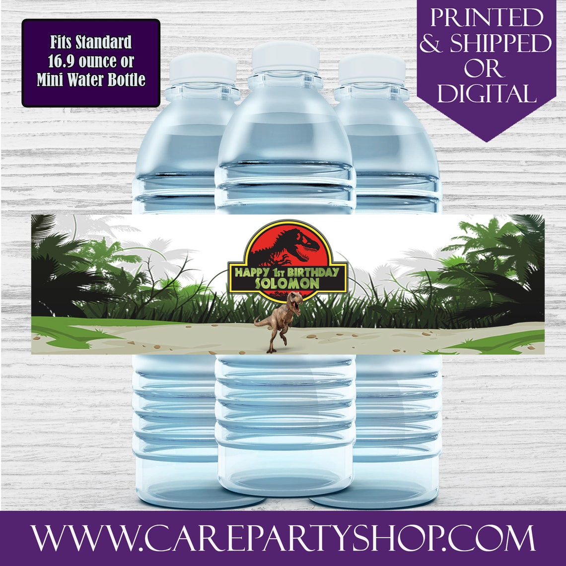 Jurassic Park Water Bottle LabelsCustom Water BottleDinosaur Etsy