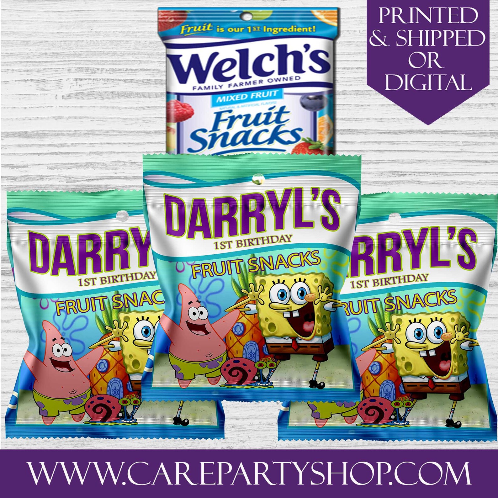 Spongebob Fruit Snacks FavorsCustom Fruit Snacks Spongebob Etsy