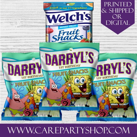 Spongebob Fruit Snacks FavorsCustom Fruit Snacks Spongebob Etsy