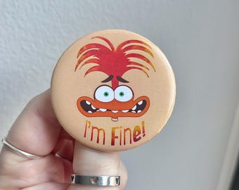 Disney Inside Out 2 Anxiety Button | Anxiety Button | Disney Button | I’m fine Button | Inside Out 2 Button