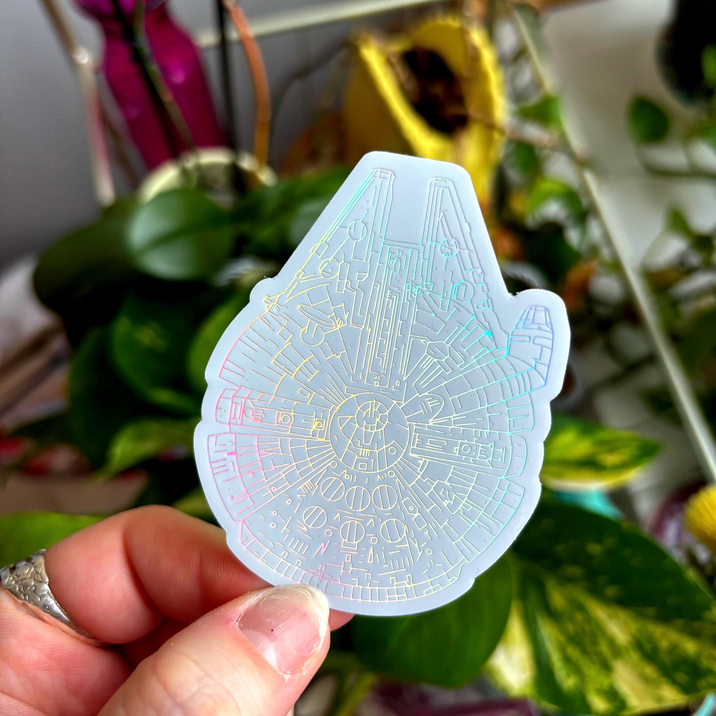 Millenium Ring Sticker White Holographic Millennium Falcon Sticker | Star Wars Sticker | Vinyl ...