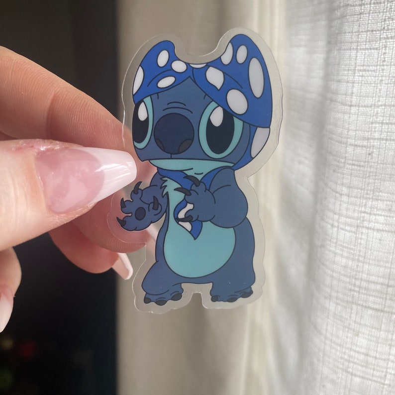 Bikini Head Stitch Clear Sticker | Lilo and Stitch Laptop Sticker | Disney Sticker | Waterproof Vinyl Water Bottle Sticker image 4