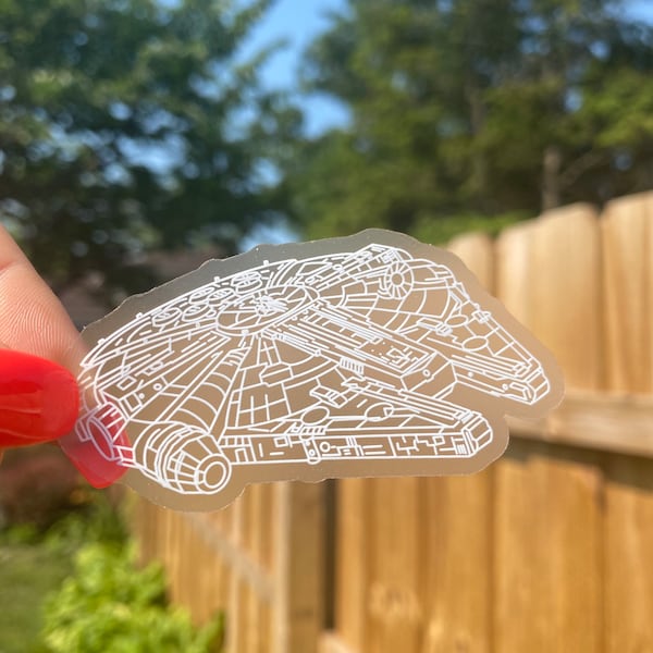 Millennium Falcon Clear Sticker | Star Wars Sticker | Disney Sticker | Star Wars Laptop Sticker | Vinyl Sticker | Water Bottle Sticker