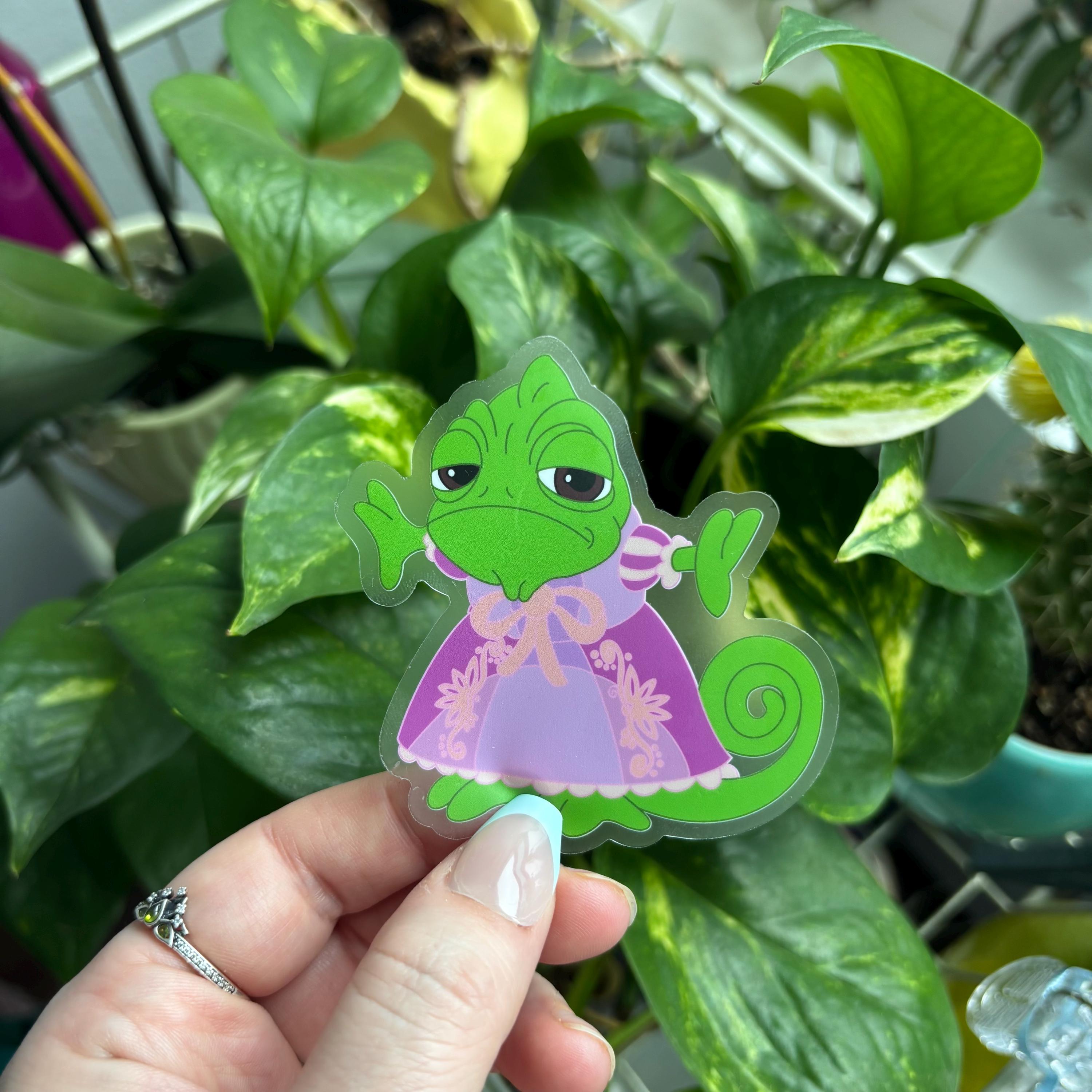 Pascal Rapunzel Dress Clear Sticker | Tangled Sticker | Clear ...