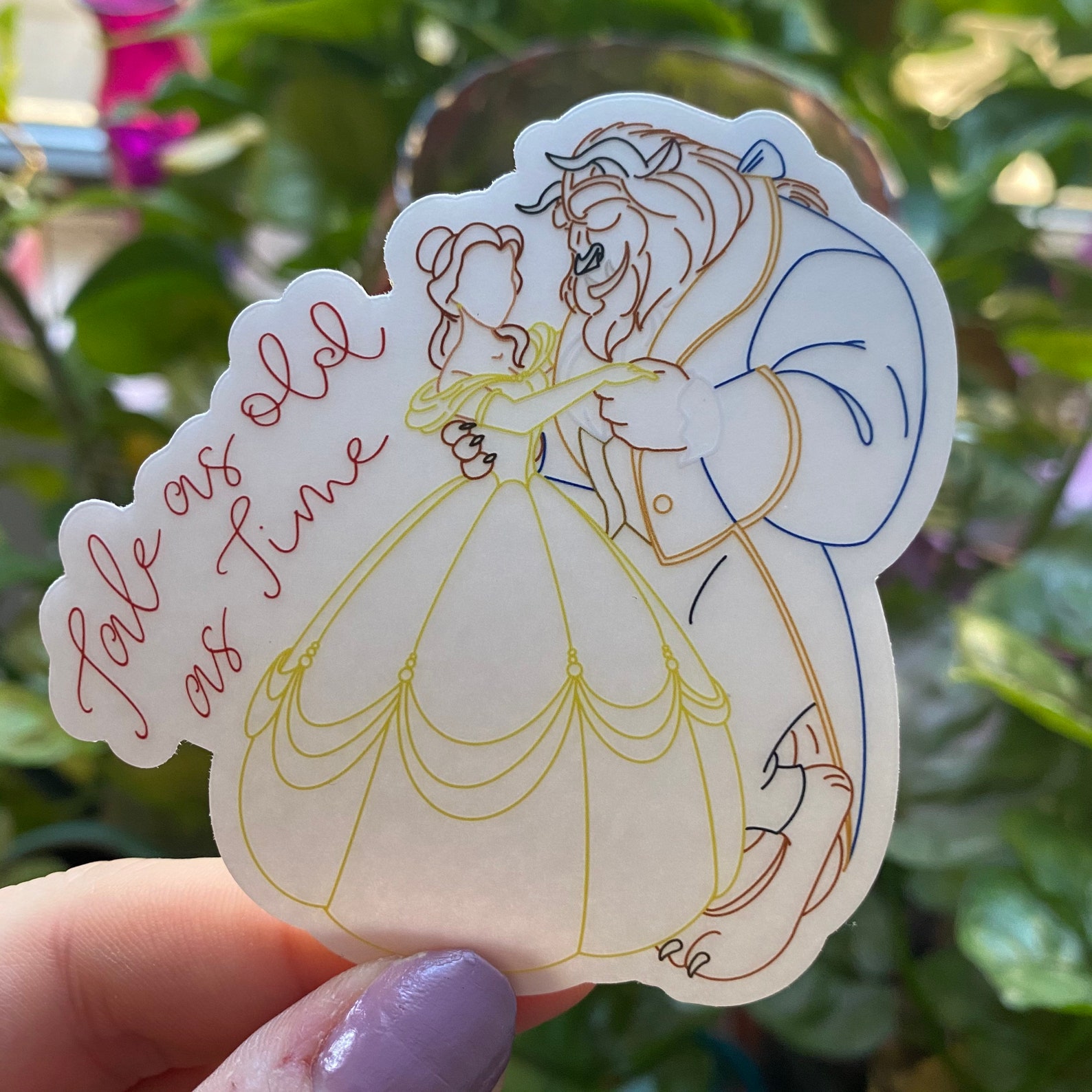 La Bella y la Bestia inspirada en Clear Sticker / Disney Etsy
