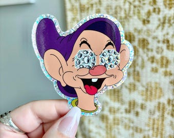 Dopey Snow White Glitter Sticker | Disney Stickers | Seven Dwarfs Water Bottle Waterproof Sticker | Vinyl Stickers | Disney World Sticker