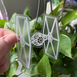 Star Wars Tie Fighter Clear Sticker | Star Wars Sticker | Disney Sticker | Clear Vinyl Waterproof Laptop Water Bottle Sticker