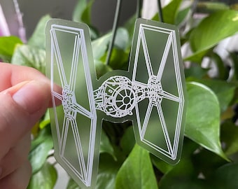 Star Wars Tie Fighter Clear Sticker | Star Wars Sticker | Disney Sticker | Clear Vinyl Waterproof Laptop Water Bottle Sticker