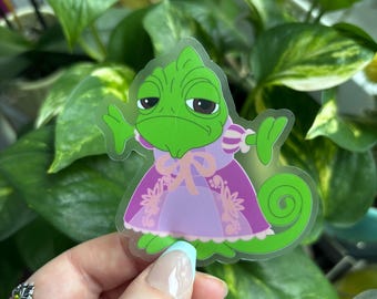 Pascal Rapunzel Dress Clear Sticker | Tangled Sticker | Clear Waterproof  Vinyl Sticker | Disney Stickers | Pascal Sticker
