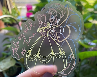 Beauty and the Beast Inspired Clear Sticker | Disney Sticker | Belle Sticker | Disney Princess