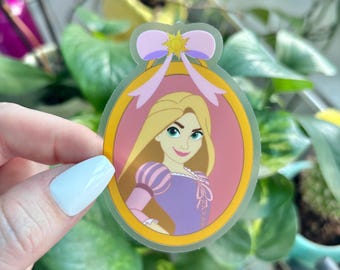 Adesivo trasparente con ritratto di Rapunzel / Adesivo Rapunzel / Adesivo in vinile trasparente impermeabile / Adesivi Disney / Adesivo Principessa Disney