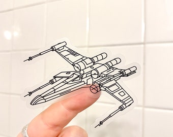 Star Wars X-Wing Starfighter Clear Sticker (Black)| Star Wars Sticker | Disney Sticker | Clear Vinyl Waterproof Laptop Water Bottle Sticker