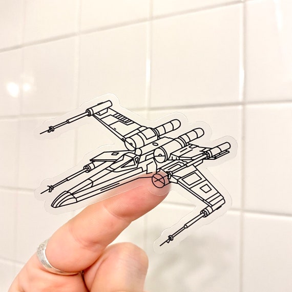 Star Wars X-Wing Starfighter Clear Sticker (Black)| Star Wars Sticker | Disney Sticker | Clear Vinyl Waterproof Laptop Water Bottle Sticker