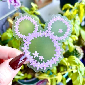 Mickey Flower Wreath Clear Sticker | Disney Clear Sticker | Waterproof water bottle laptop sticker