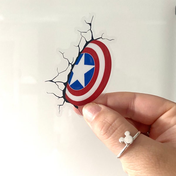 Captain America Shield Sticker-Black| Captain America Laptop Sticker | Disney Sticker | Marvel Clear Waterproof Sticker | Avengers Sticker