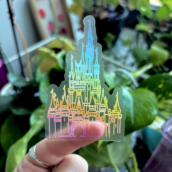 Cinderella Castle Rainbow Clear Sticker | Walt Disney World Sticker | Disney Castle Sticker | Transparent Waterproof Vinyl Sticker