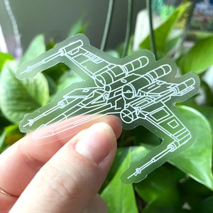 Star Wars X-Wing Starfighter Clear Sticker | Star Wars Sticker | Disney Sticker | Clear Vinyl Waterproof Laptop Water Bottle Sticker