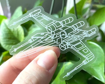 Star Wars X-Wing Starfighter Clear Sticker | Star Wars Sticker | Disney Sticker | Clear Vinyl Waterproof Laptop Water Bottle Sticker