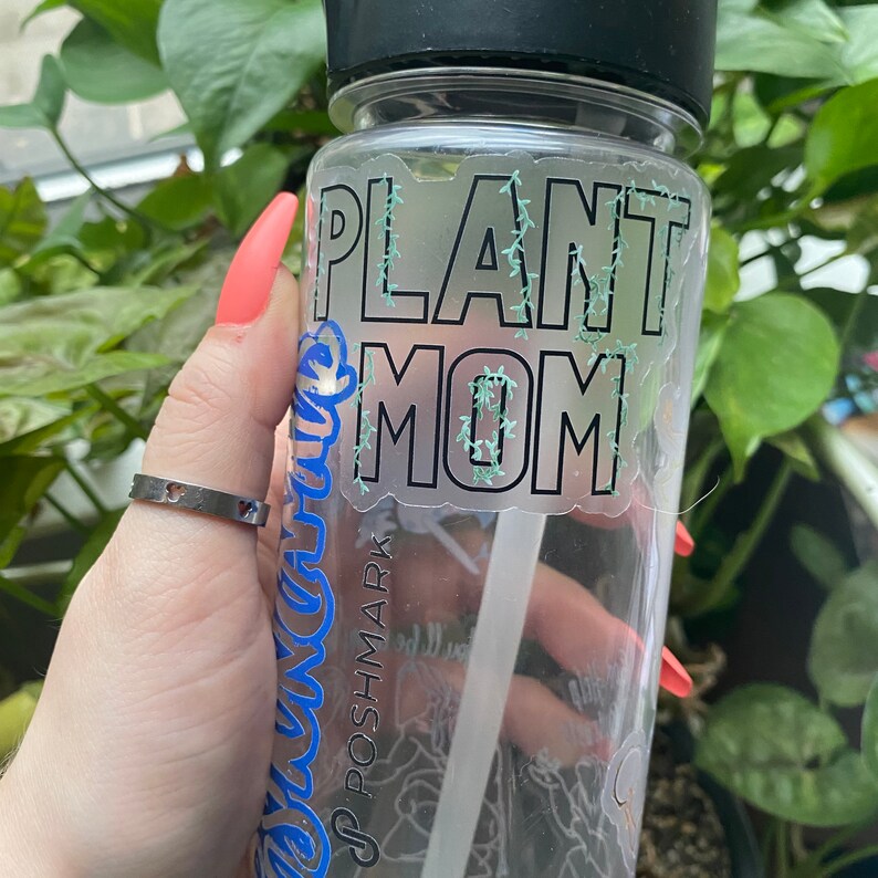 Plant Mom Clear Laptop Sticker | Vinyl Waterproof Water Bottle Sticker image 5