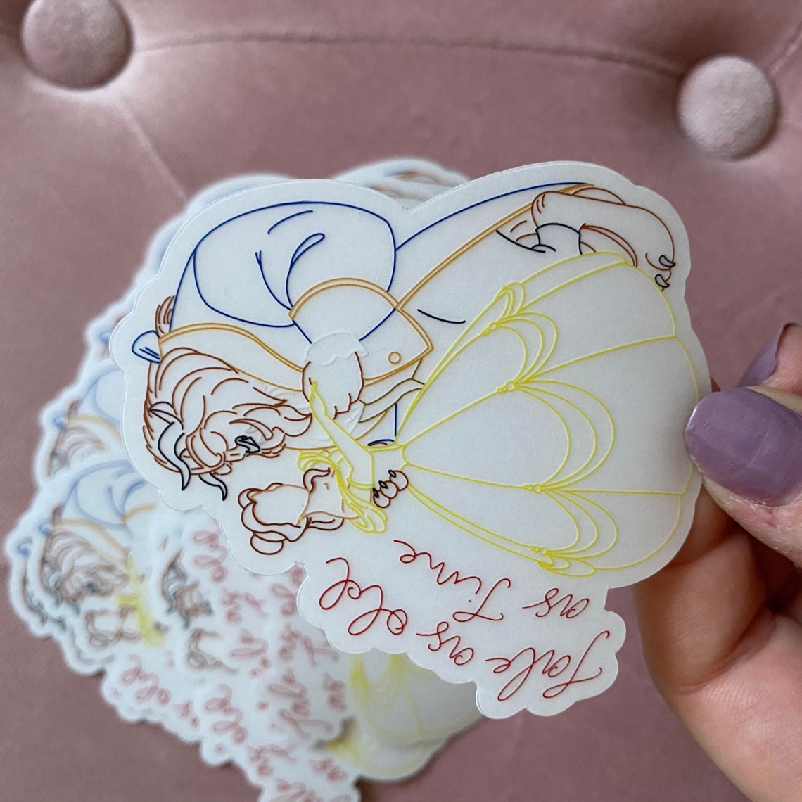La Bella y la Bestia inspirada en Clear Sticker / Disney Etsy